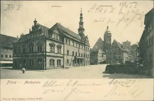 Ansichtskarte Pirna Marktplatz 1902