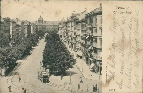 Ansichtskarte Wien Partie am Kärntner Ring - Straßenbahn 1906 