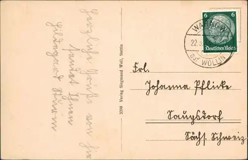 Postcard Misdroy Międzyzdroje Brandung am Kaffeeberg 1934 