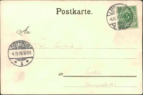 Ansichtskarte  Blumenstillleben - rosafarbene Rose 1899