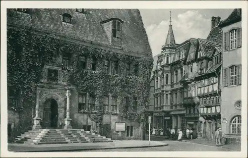 Ansichtskarte Quedlinburg Straßenpartie am Rathaus 1956 