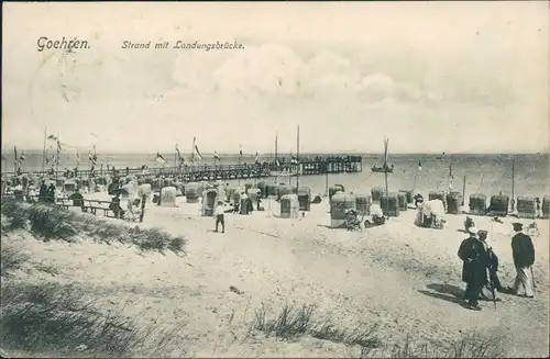 Ansichtskarte Göhren (Rügen) Strand mit Landungsbrücke 1909