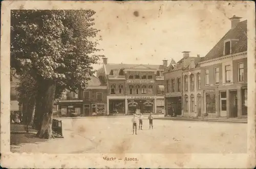 Postkaart Assen Geschäfte - Marktplatz 1920 