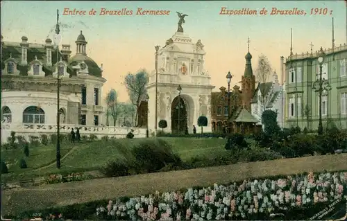 Postkaart Brüssel Bruxelles Eingang zur Expo 1910 