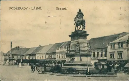 Bad Podiebrad Poděbrady Partie am Marktplatz - Denkmal 1929 