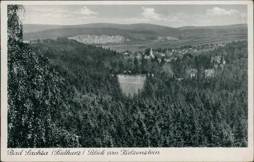 Ansichtskarte Bad Sachsa Blick auf den Ort vom Katzenstein 1934