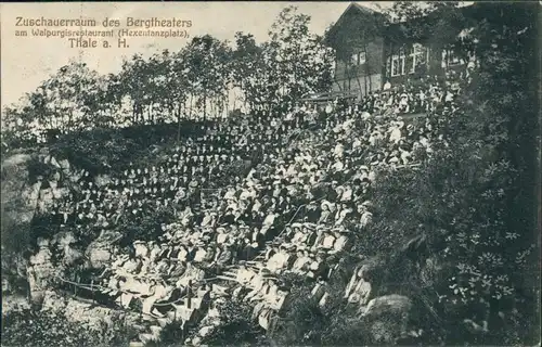 Ansichtskarte Thale (Harz) vollbesetztes Bergtheater 1915 