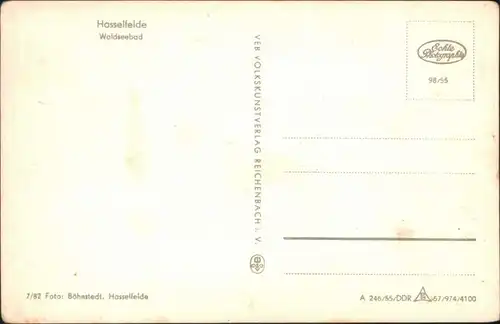 Ansichtskarte Hasselfelde Waldseebad 1955