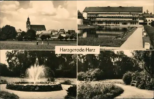 Ansichtskarte Alexisbad-Harzgerode Kirche, Springbrunnen, Park, Kurhaus 1975