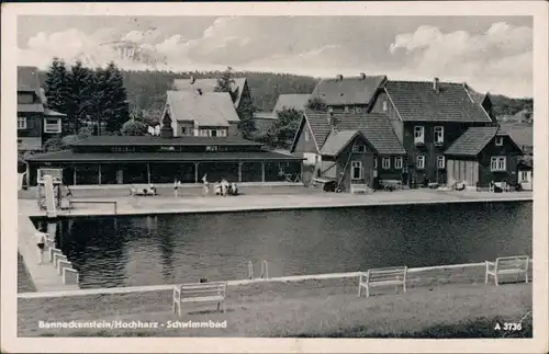 Ansichtskarte Benneckenstein Schwimmbad 1957