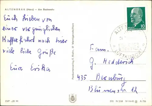 Ansichtskarte Altenbrak Am Bodewehr 1968