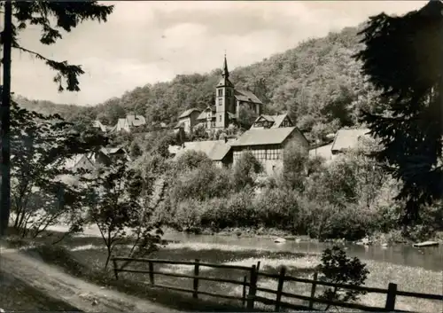 Ansichtskarte Altenbrak Teilansicht, Blick vom Waldweg auf Fluss und Ort 1968