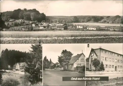 Ansichtskarte Allrode-Thale (Harz) Panorama, Straße, Wohnhäuser 1975