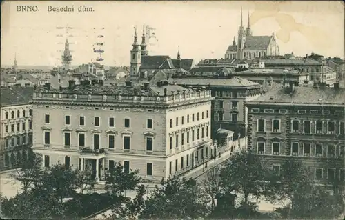 Postcard Brünn Brno Besedni dum/Straßenpartie 1920 