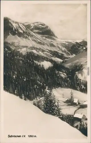 Ansichtskarte Schröcken Blick auf die Stadt im Winter 1930 