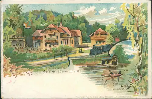 Oberlößnitz-Radebeul Künstlerkarte Meierei Lössnitzgrund - Litho 1908