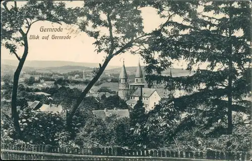 Ansichtskarte Gernrode-Quedlinburg Blick auf die Kirche 1909