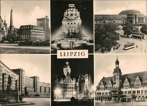 Leipzig Karl-Marx-Platz, Völkerschlachtdenkmal, Hauptbahnhof, Rathaus 1960