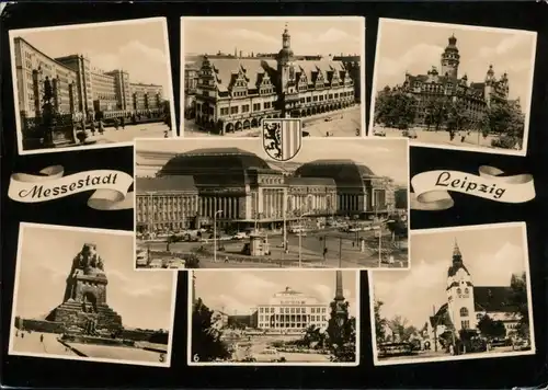 Leipzig Hauptbahnhof, Neubauten, Altes Rathaus, Völkerschlachtdenkmal 1963