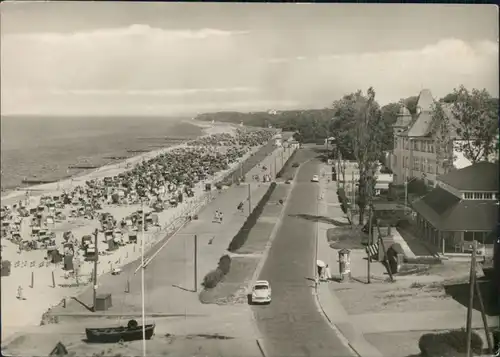 Ansichtskarte Kühlungsborn Strand mit Strandkörben, Strandpromenade 1968