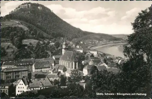 Königstein (Sächsische Schweiz) Blick auf die Stadt mit Burg 1965