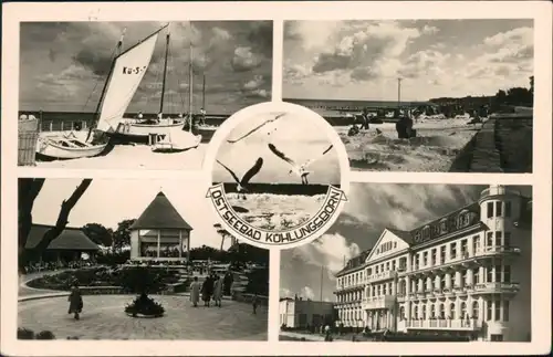 Ansichtskarte Kühlungsborn Segelboote, Strand, Konzertplatz, Kurhaus 1958