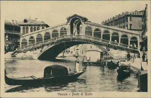 Cartoline Venedig Venezia Ponte di Rialto/Rialtobrücke 1923
