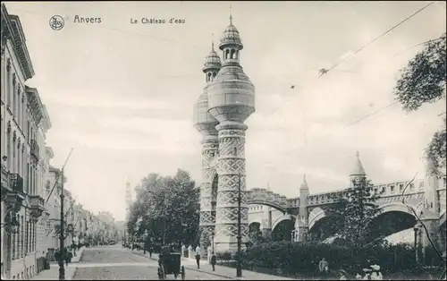 Postkaart Antwerpen Anvers La Chateau d eau/Straßenpartie 1913 