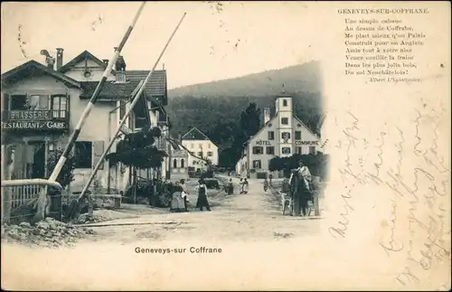 Ansichtskarte Geneveys-sur-Coffrane Straße Bahnübergang Hotels Val-de-Ruz 1902