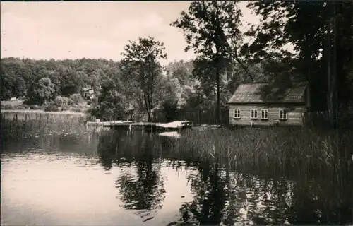 Ansichtskarte Bad Stuer Häuschen mit Steg am See 1961