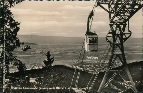 Freiburg im Breisgau Seilbahn - Blick vom Schauinsland auf die Stadt 1954