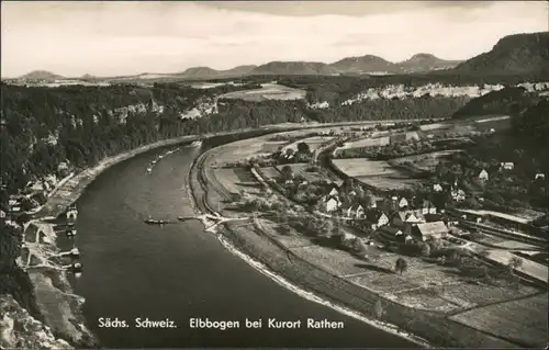 Ansichtskarte Rathen Luftbild - Elbbogen 1966