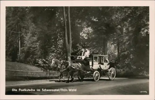 Ansichtskarte Schwarzburg Postkutsche im Schwarzatal 1956