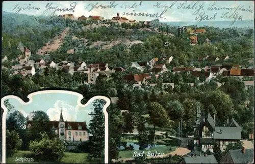 Ansichtskarte Bad Sulza 2 Bild: Stadt u. Schloß 1912 