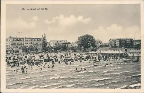 Ansichtskarte Ahlbeck (Usedom) Blick auf Hotels und Seebrücke 1914 