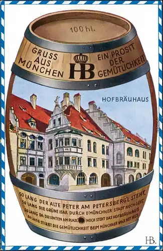 Ansichtskarte München Hofbräuhaus - Bierfass AK 1928 