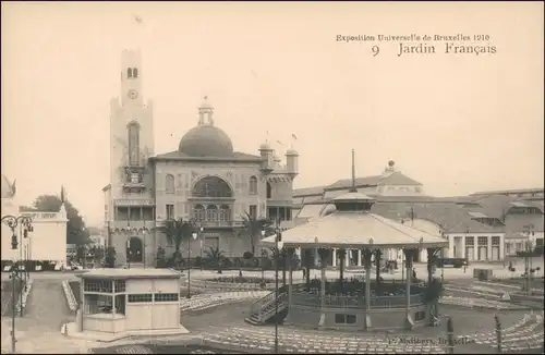 Postkaart Brüssel Bruxelles Pavillon - Jardin Francais - EXPO 1910 