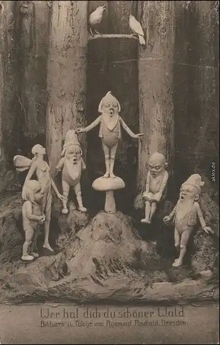 Ansichtskarte Dresden Wer hat dich du schöner Wald - Zwerge 1912 