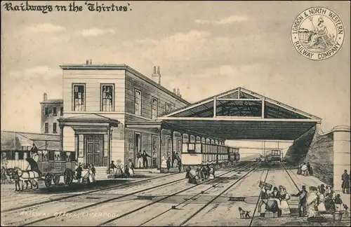 Postcard Liverpool Railway Office/Bahnhof 1840 