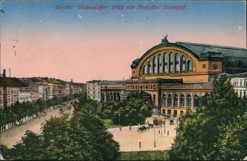Ansichtskarte Kreuzberg-Berlin Askansicher Platz - Anhalter Bahnhof 1920 