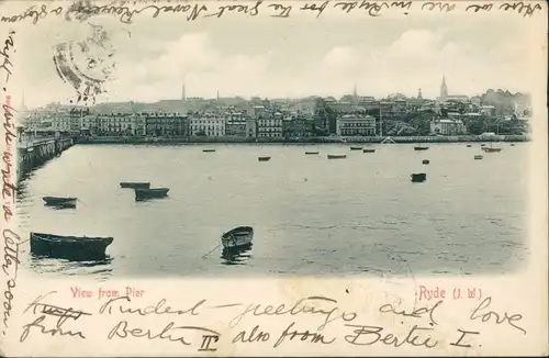 Postcard Ryde (Isle of Wight) Blick auf die Stadt 1902