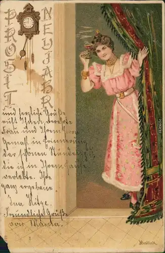 Ansichtskarte  Künstkerkarte - Frau Neujahr - Mailick 1901 