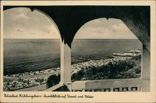 Ansichtskarte Kühlungsborn Durchblick vom Pavillon - Strand 1939 