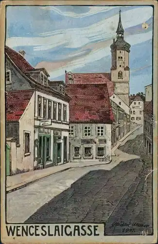 Ansichtskarte Wurzen Wenceslaigasse bis 1905 - Künstlerkarte 1911 