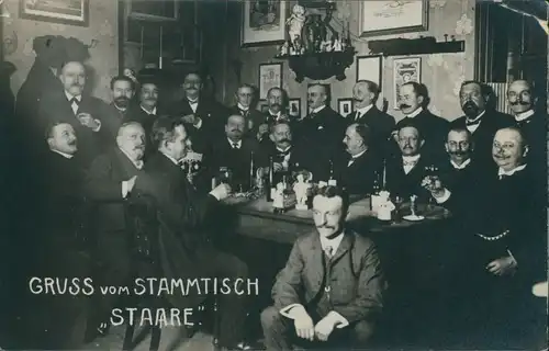 Ansichtskarte Chemnitz Gruss vom Stammtisch Staare - Privatfoto Ak 1907 