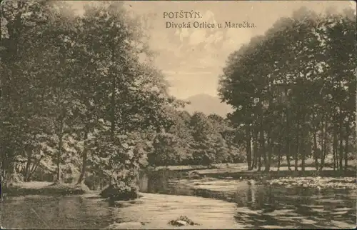 Postcard Pottenstein Potštejn Partie am Fluss 1920