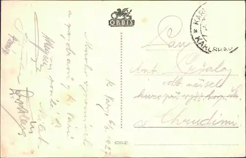 Postcard Karlsbad Karlovy Vary Hlavní pošta 1927