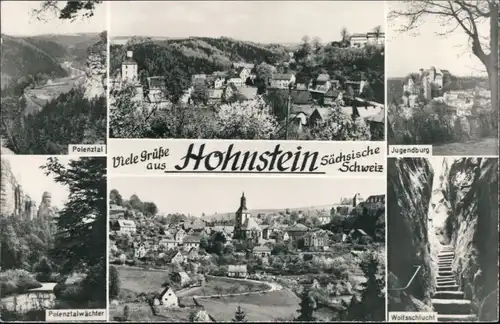 Hohnstein (Sächs. Schweiz) Polenztal, Jugendburg, Panorama, Wolfsschlucht 1970