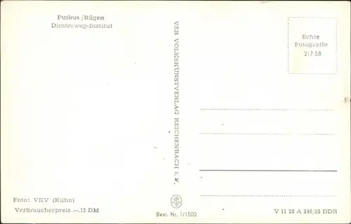Ansichtskarte Putbus Diesterweg-Institut 1958