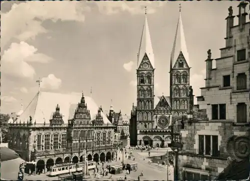 Ansichtskarte Bremen Marktplatz 1960